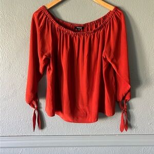 Madewell Off Shoulder Blouse | Rust | 100% Silk | S 🍂✨